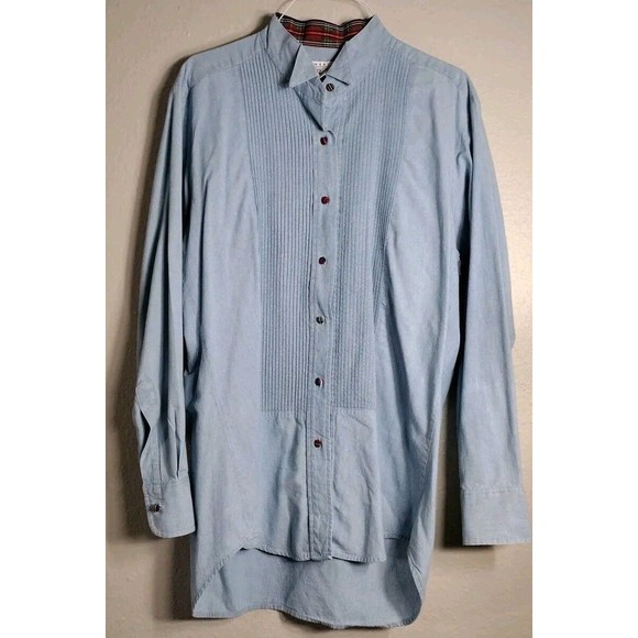 Vintage Chambray Shirt Blouse Pleated Button up Size 8 Cambridge Women's - Picture 3 of 14